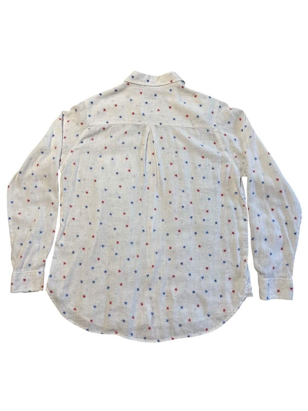 Rails Star Print Button Down Shirt White Red Blue Linen Blend Medium - Picture 7 of 11